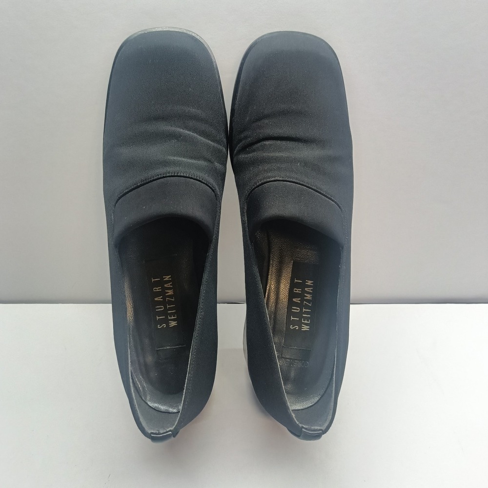 Stuart Weitzman Women's Size 7 Black Fabric Square Slip On Heel Gore-Tex